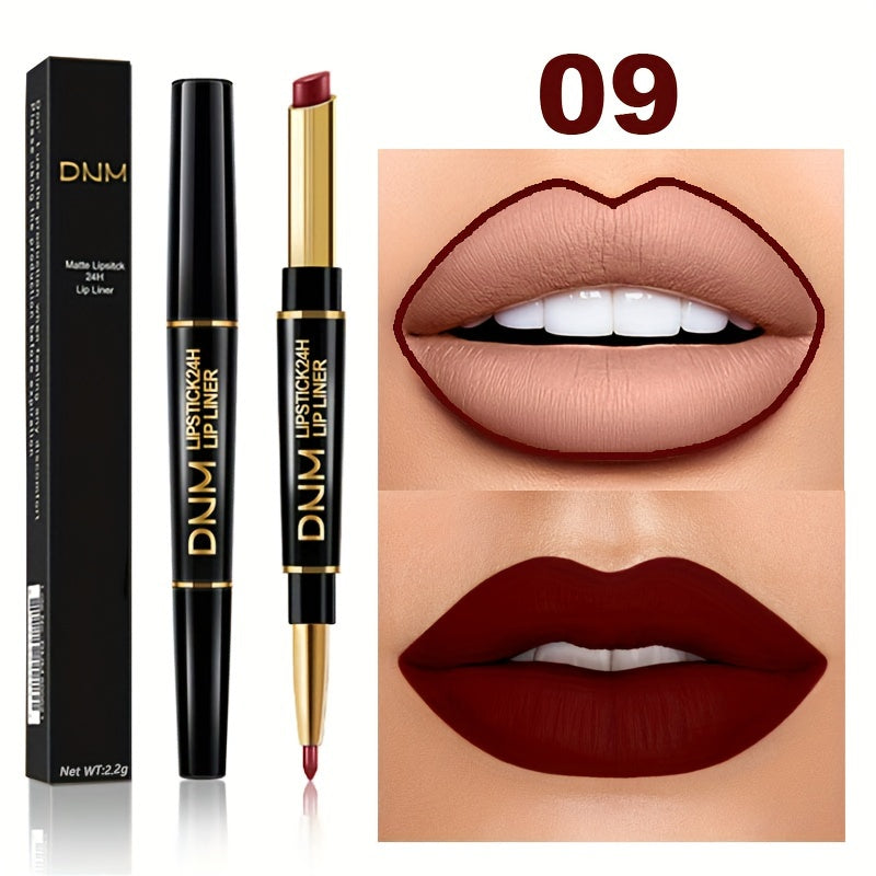 Double-Ended Gel Lipstick & Liner - Long-Lasting, High-Pigmented, Waterproof, Natural Makeup Effect for All Skin Types - Perfect Valentines Day Gift