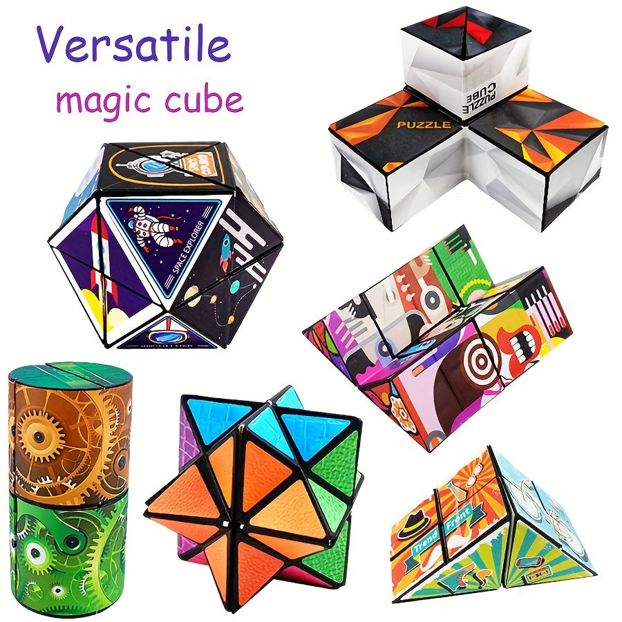 [Magic Cube] 3D Hexagon Magic Cube | Infinity Puzzle for Youngsters, Space Geometry Flip Toy, Brain Boost & Relax, Mixed Colors, ABS Material