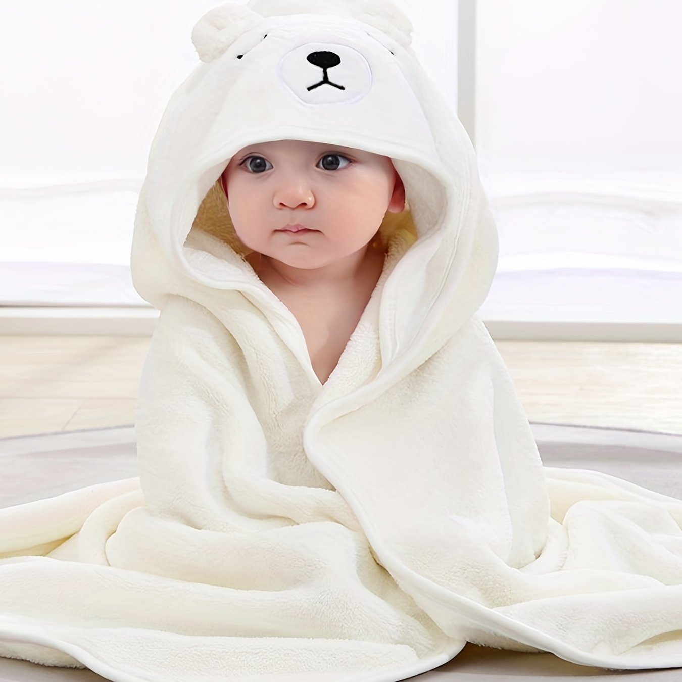 Cute Cartoon Design Baby Bath Towel & Hooded Bathrobe - Super Soft & Water Absorbent Microfiber For 0-2 Year Olds