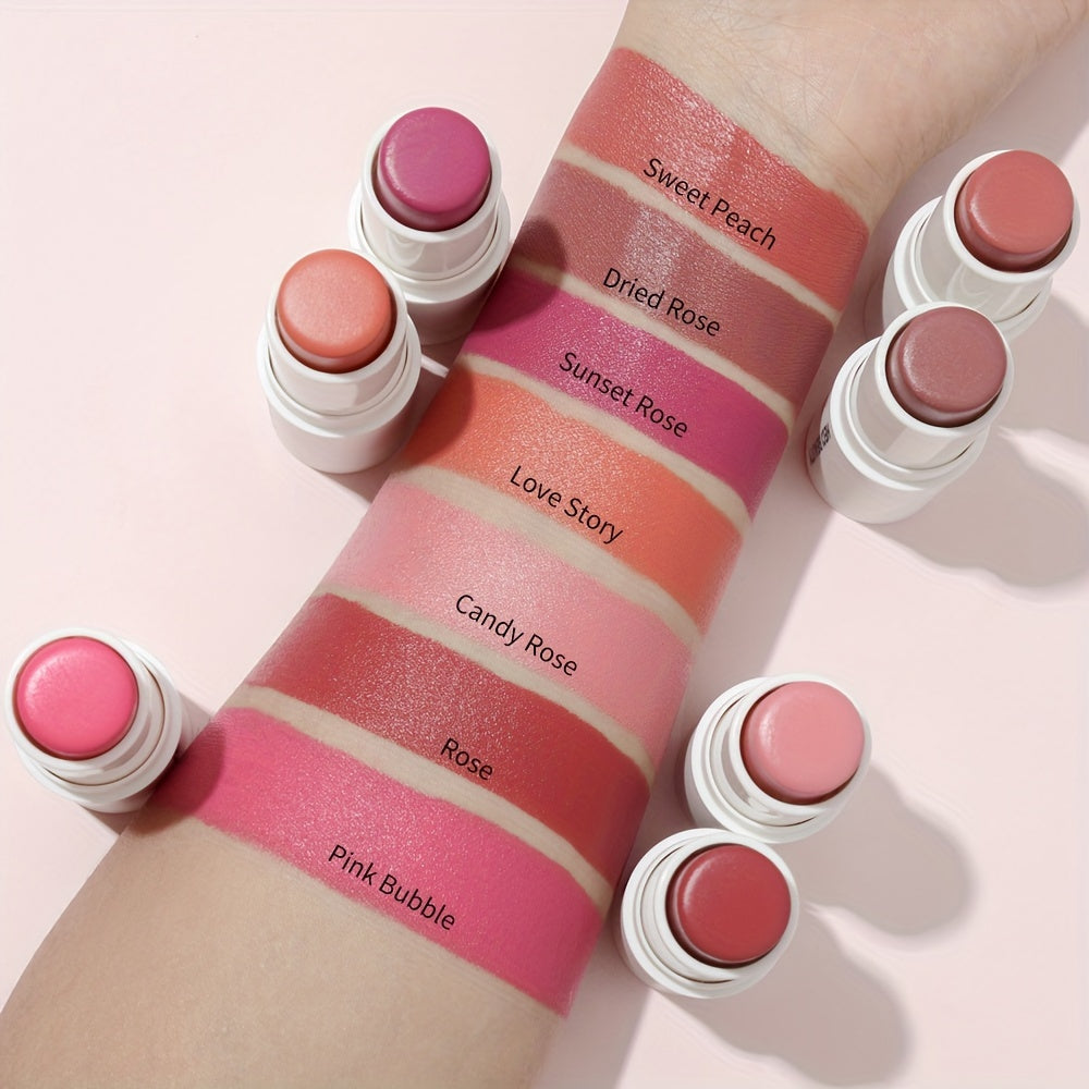 3-in-1 Waterproof Makeup Stick: Blush, Eyeshadow, Lipstick - Lasts All Day, Moisturizes & Brightens in Berry, Coral, Pink