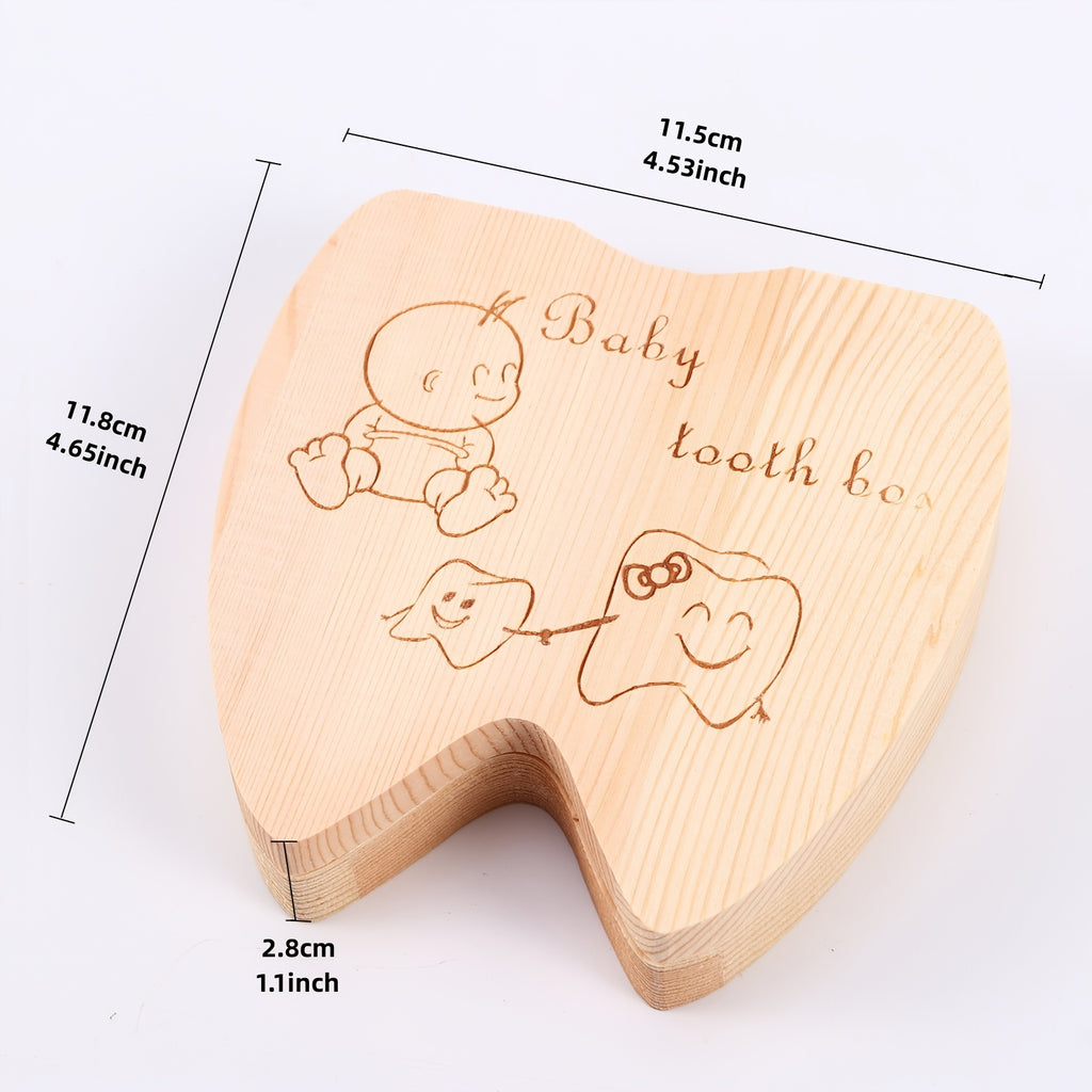 Wooden Baby Kids Tooth Storage Box, Tooth Wooden Box Organizer, Milk Teeth Wooden Storage Collecting Teeth Umbilical Cord Box 4.65*4.53*.1.1inch/11.8*11.8*2.8cm, Christmas, Halloween, Thanksgiving Day Gift