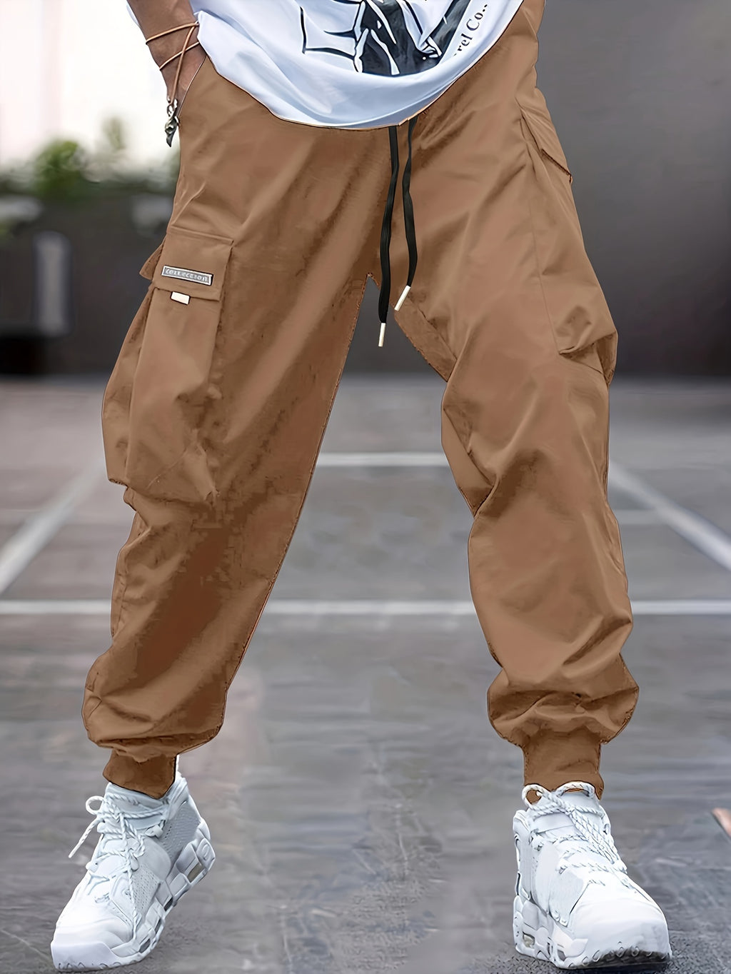 Trendy Men's Casual Cargo Pants With Pocket, Men's Outfits For Spring And Autumn