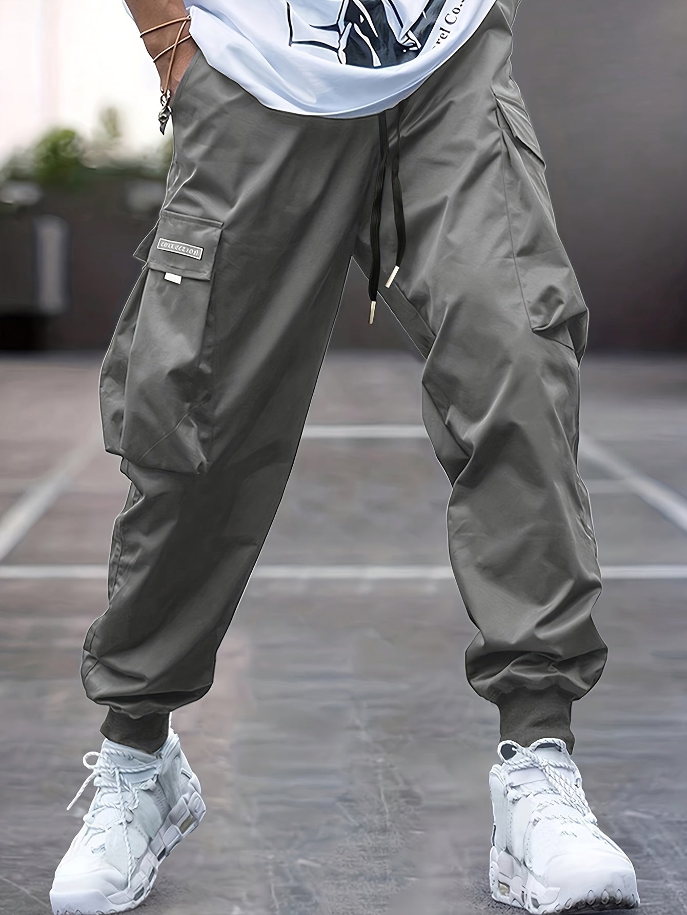 Trendy Men's Casual Cargo Pants With Pocket, Men's Outfits For Spring And Autumn