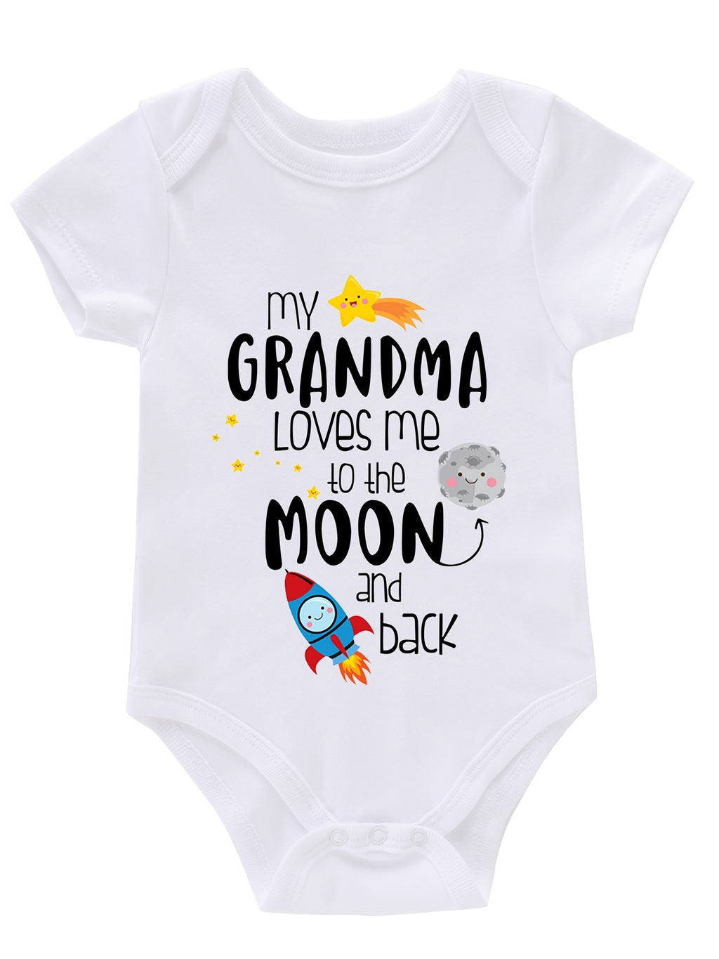 Newborn Infant Short Sleeve Romper "My Gramdma" Print Bodysuit Onesies For Baby Girls And Boys, Suitable For Indoor And Outdoor Wear