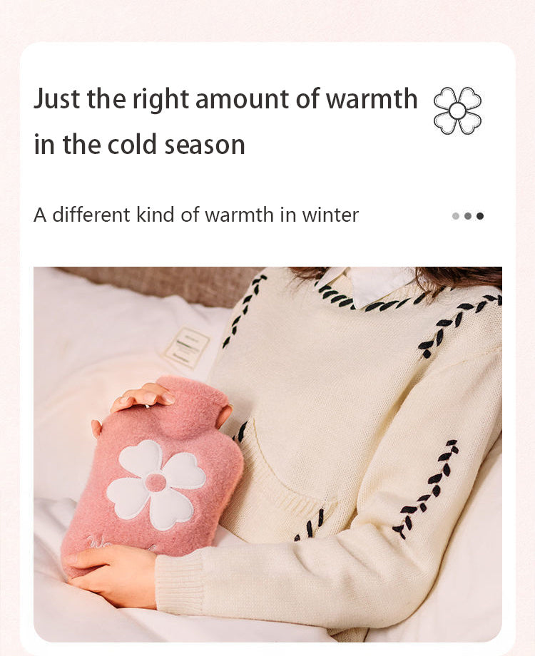 Warmshare 1.0 Liter Hot Water Bottle with Soft Green Cover - PVC, High Quality, Portable Hand and Feet Warmer for Bed Comfort, Bed Warmer | Plush Cover | Snuggleable Texture