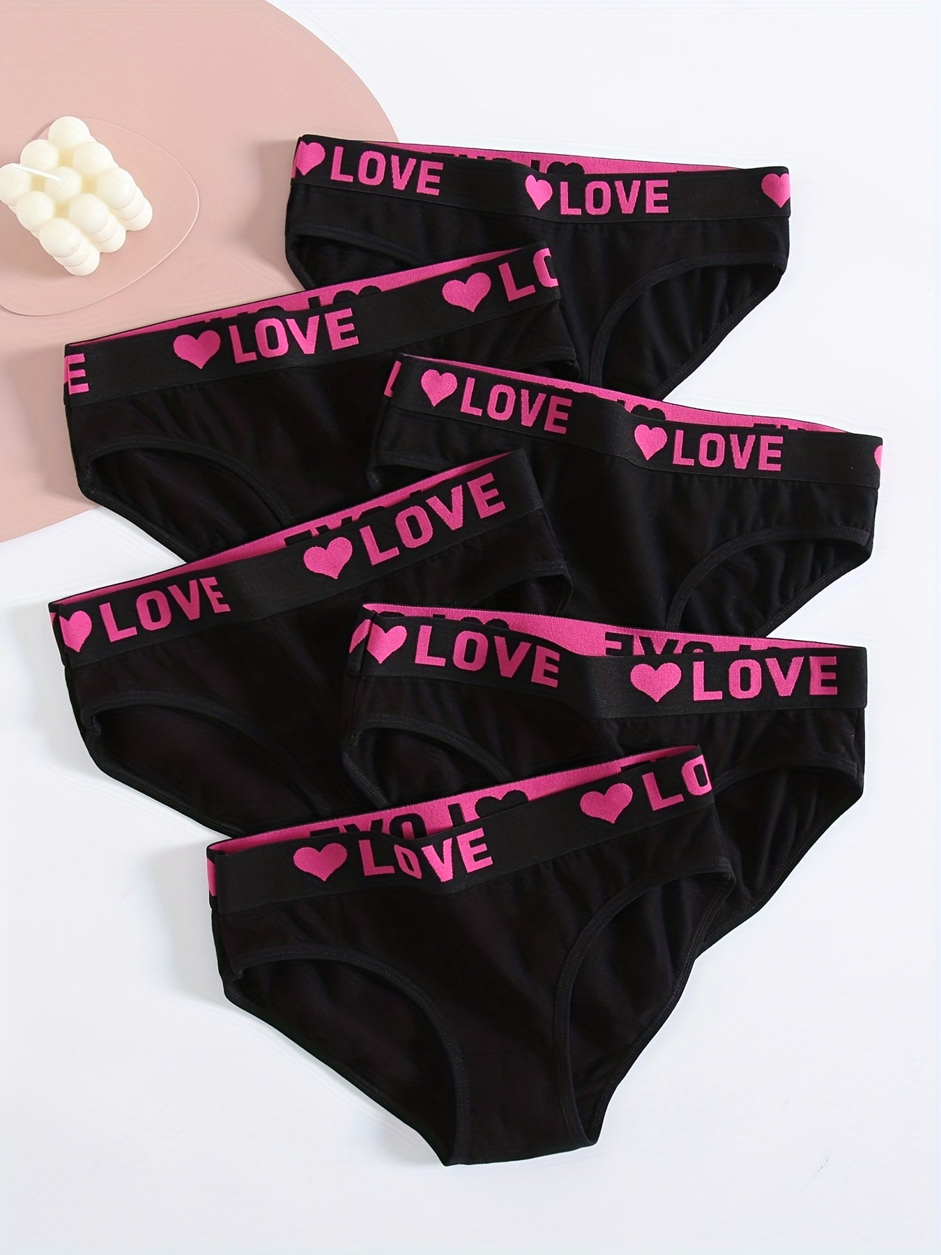 [6 Pack] Colorful Fabric Panties, Seamless Soft & Stretchy Bikini Briefs, Women's Lingerie & Underwear