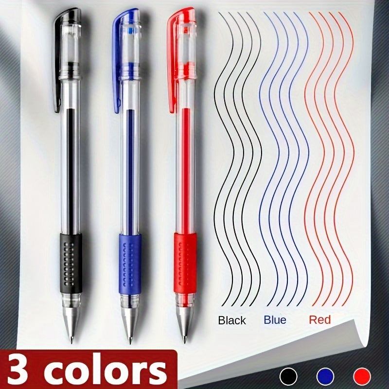 18pcs (3 Pens + 15 Refills) Gel Pen Set School Supplies Black Blue Red Ink Color 0.5Mm Ballpoint Pen Kawaii Pen Student School Office Stationery