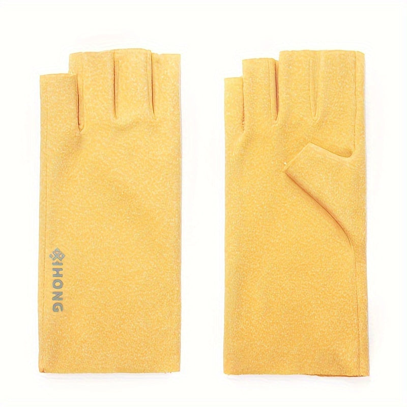 Fleece Coldproof Self-heating Gloves Solid Color Stretch Half Finger Touch Screen Gloves Winter Warm Women's Gloves