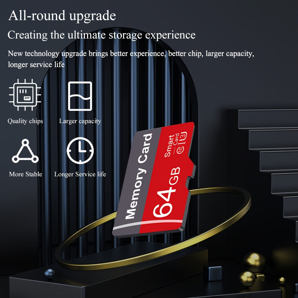 [High Speed Memory Card] High Speed 1pc Memory Card 64GB 32GB 16GB With Adapter | Flash TF Card 8GB 4GB 2GB 1GB, A1 C10 Memory TF Card For Tablet/Camera/Mobile Phone/Laptop/PC/Car Audio/Game Console/Audio - Store Your Files S