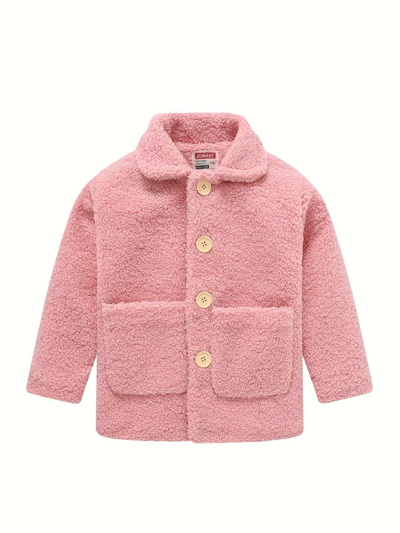 JOMAKE Girls' Winter Coat - Pastel Pink & Ombre Jacket with Button Front Closure, Soft Fleece-Lined Lapel Collar, Non-Stretchy Fabric for Everyday & Formal Events, Long Sleeve Casual Outerwear for School, Travel - Cute Korean