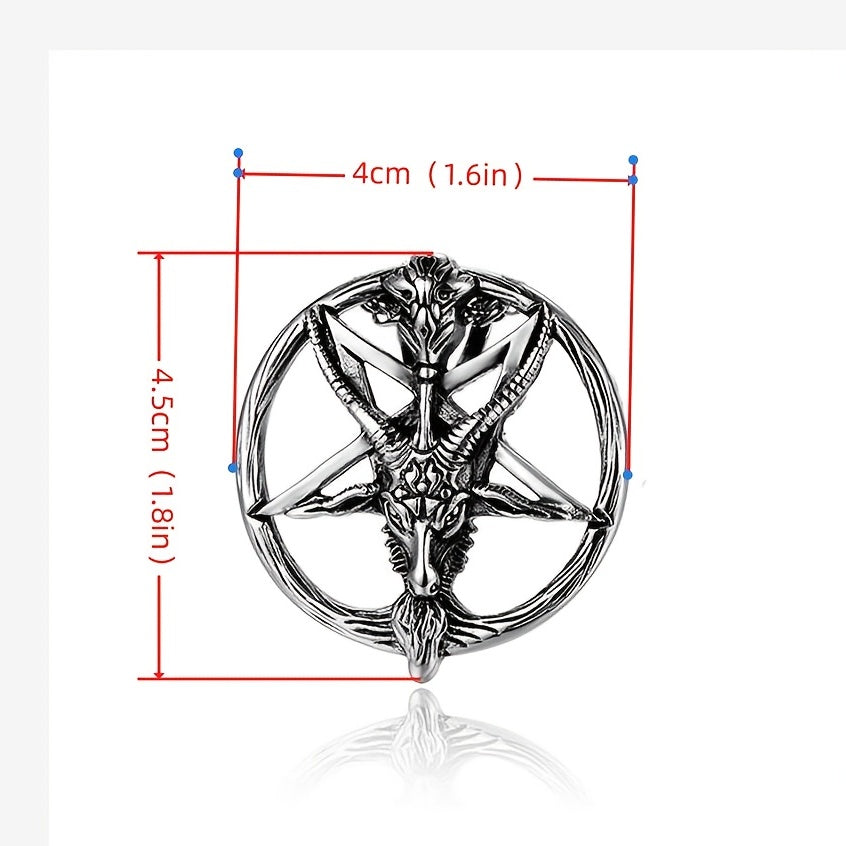 Gothic Pentagram Antelope Head Pendant Necklace for Men Punk Rock Biker Jewelry Gift