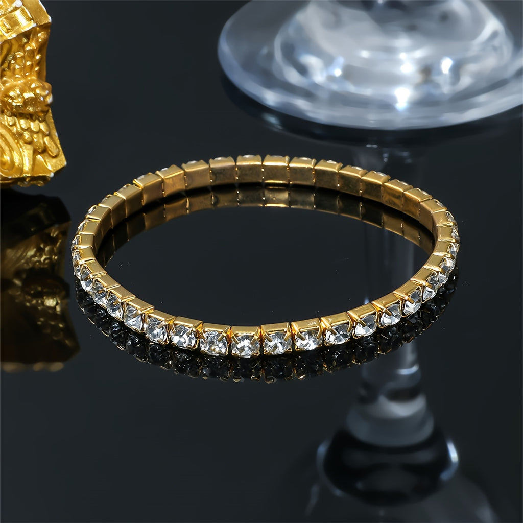 Luxurious Tennis Link - Sparkling Rhinestone Stretch Hand Jewelry for Women and Men, Daily Wear, Fashionable Accessory for Any Occasion
