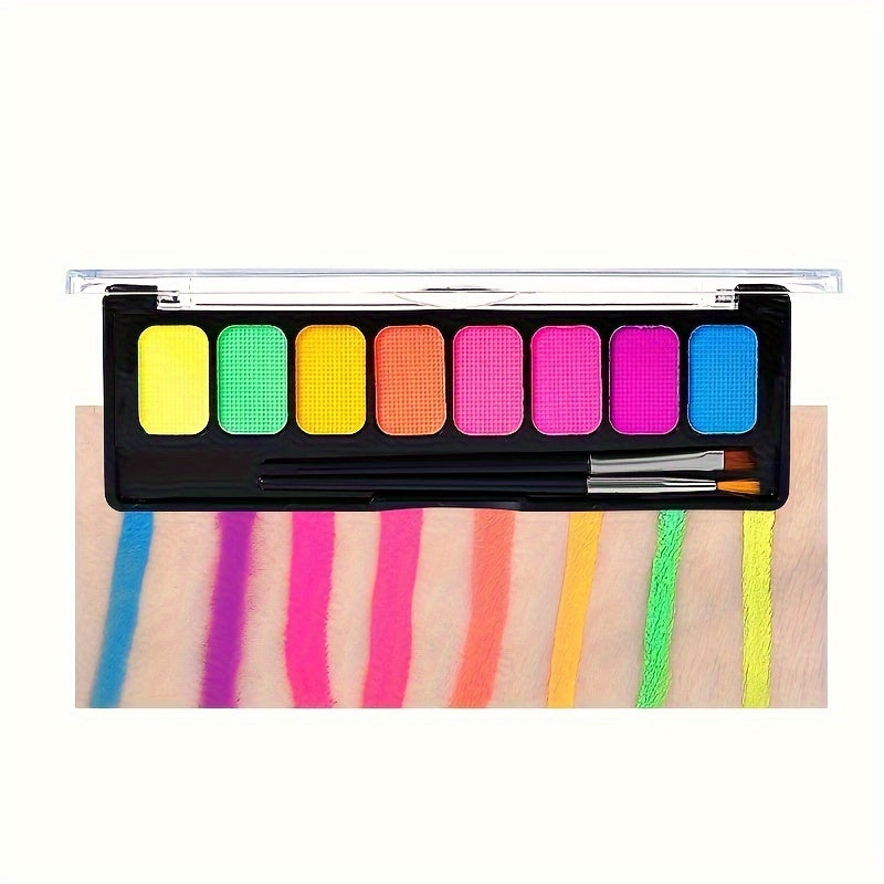 8-Color Water-Soluble Makeup Palette for Art, Halloween, Mardi Gras, Parties and Cosplay - Water-Activated Eyeliner and Facial Paint with Easy Clean-Up