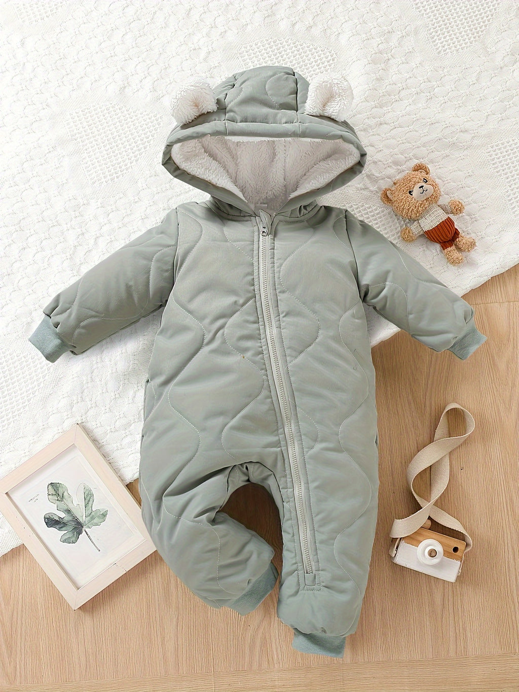 Baby Thickened Romper Autumn and Winter Outdoor Suit Newborn Set with Fleece Lining Zipper for 0-1 Year Old Youngsters' Clothes Christmas/Halloween/Thanksgiving Day, for Outdoor