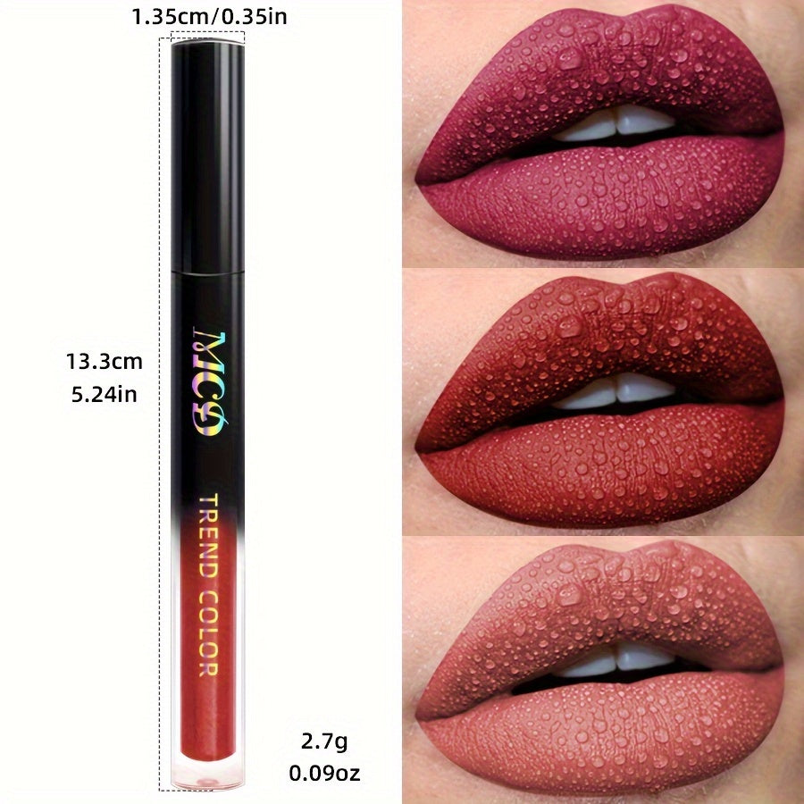 Long-Lasting Matte Lip Glaze - Non-Stick, High Pigment Lip Mud in Black, Green, Blue, White, Pink, Rose, Brown, Purple Shades for All Skin Types, Highlighter, Lip Oil, Glossy