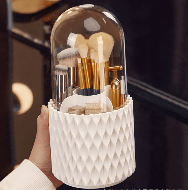 Portable 360° Rotating Makeup Brush Storage Box - Organize and Store Your Cosmetics with Ease Cosmetic Storage Box
