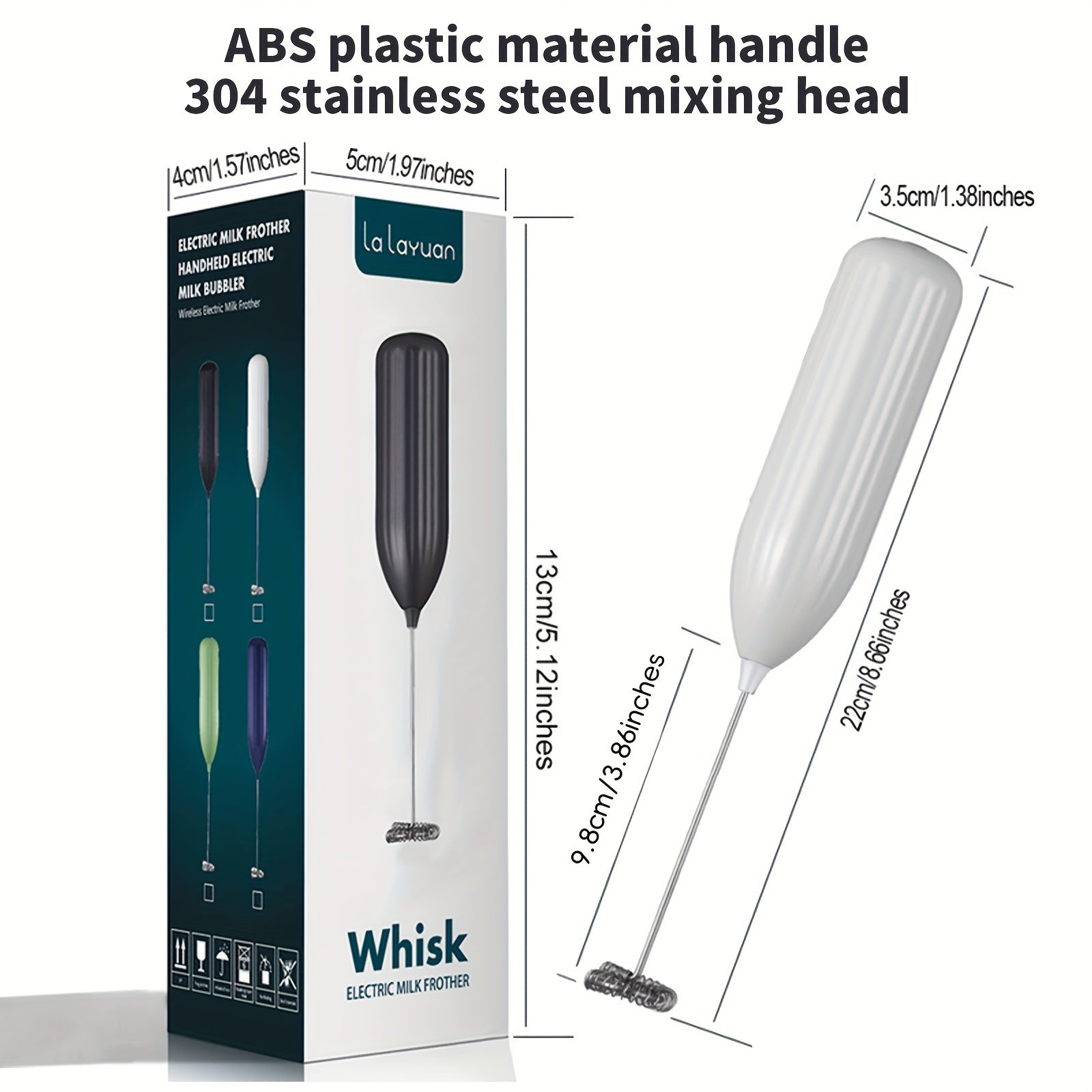 1pc, Lalayuan Powerful Electric Milk Frother, Mini Milk Foamer, Battery Operated (Not Included) Stainless Steel Drink Mixer, Handheld Electric Whisk For Coffee, Latte, Cappuccino, Chocolate, Matcha