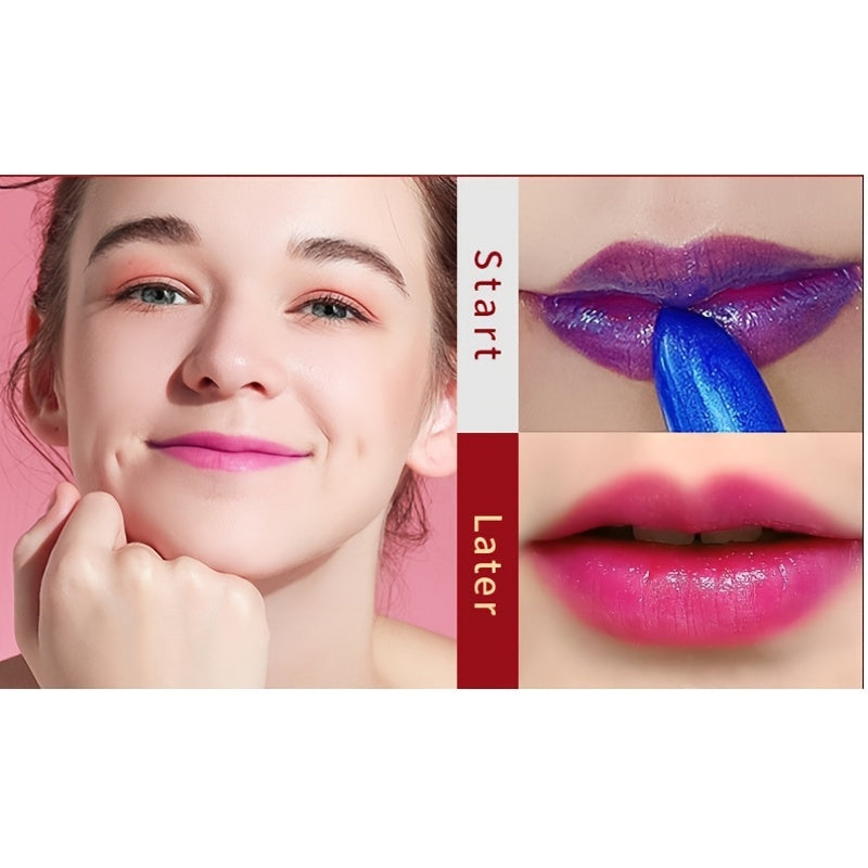 Rose Blue Body Temperature Color Changing Lipstick Non Fade Non-stick Cup Long Lasting Color Rendering Natural Lip Makeup Valentine's Day Gifts Contain Plant Squalane