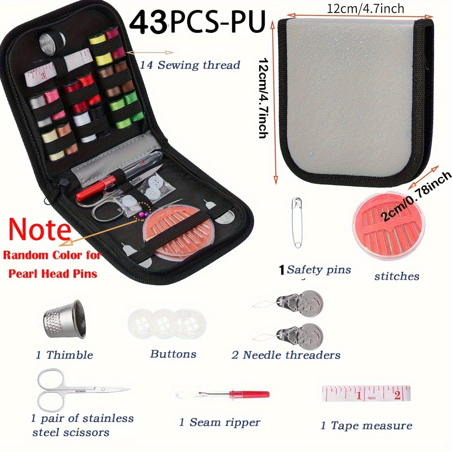 [104pcs Mini Sewing Kit] 43/98/104pcs Mini Travel Sewing Kit - 24-Color Threads, Needles & Accessories for Small Fixes & Emergency Repairs