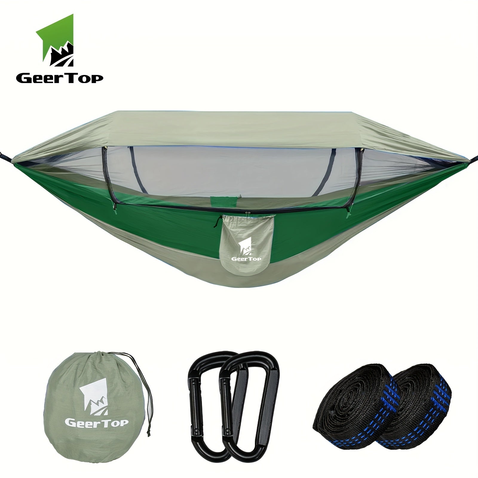 GEERTOP 3in 1 Outdoor Hammock with Mosquito Net Sun Shelter Rainfly, Double Sleep Rest Camping Hammock for Backpacking Travel Garden Park