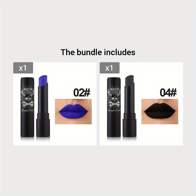 Punk Cool Matte Lipstick - Dark Purple, Chocolate, And Black Tones - Perfect For Halloween And Costume Makeup For Mother's Day Gifts For Music Festival