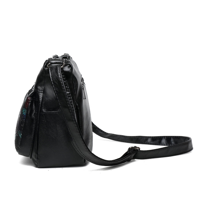 Flower Pattern Crossbody Bag, Fashion Zipper Shoulder Bag, Casual Purse For Women