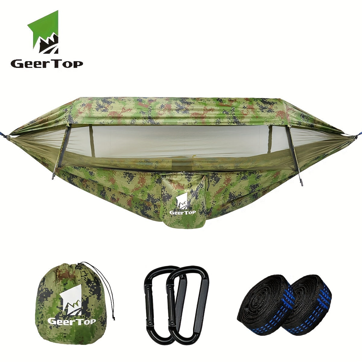 GEERTOP 3in 1 Outdoor Hammock with Mosquito Net Sun Shelter Rainfly, Double Sleep Rest Camping Hammock for Backpacking Travel Garden Park