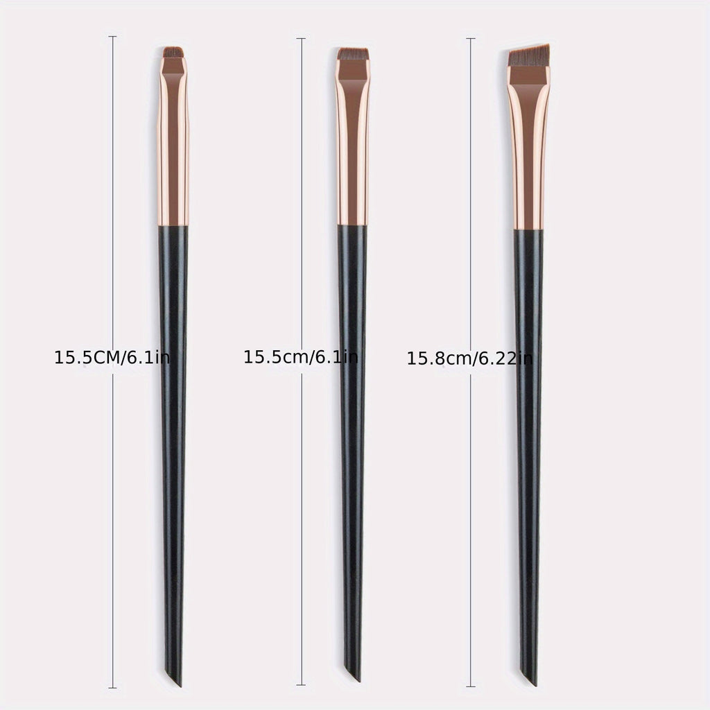 3Pcs Ultra-Thin Eyebrow Brush Set - Angled Precision Eyeliner Makeup Brushes, Synthetic Bristles Slanted Eye Brow Tinting Kit