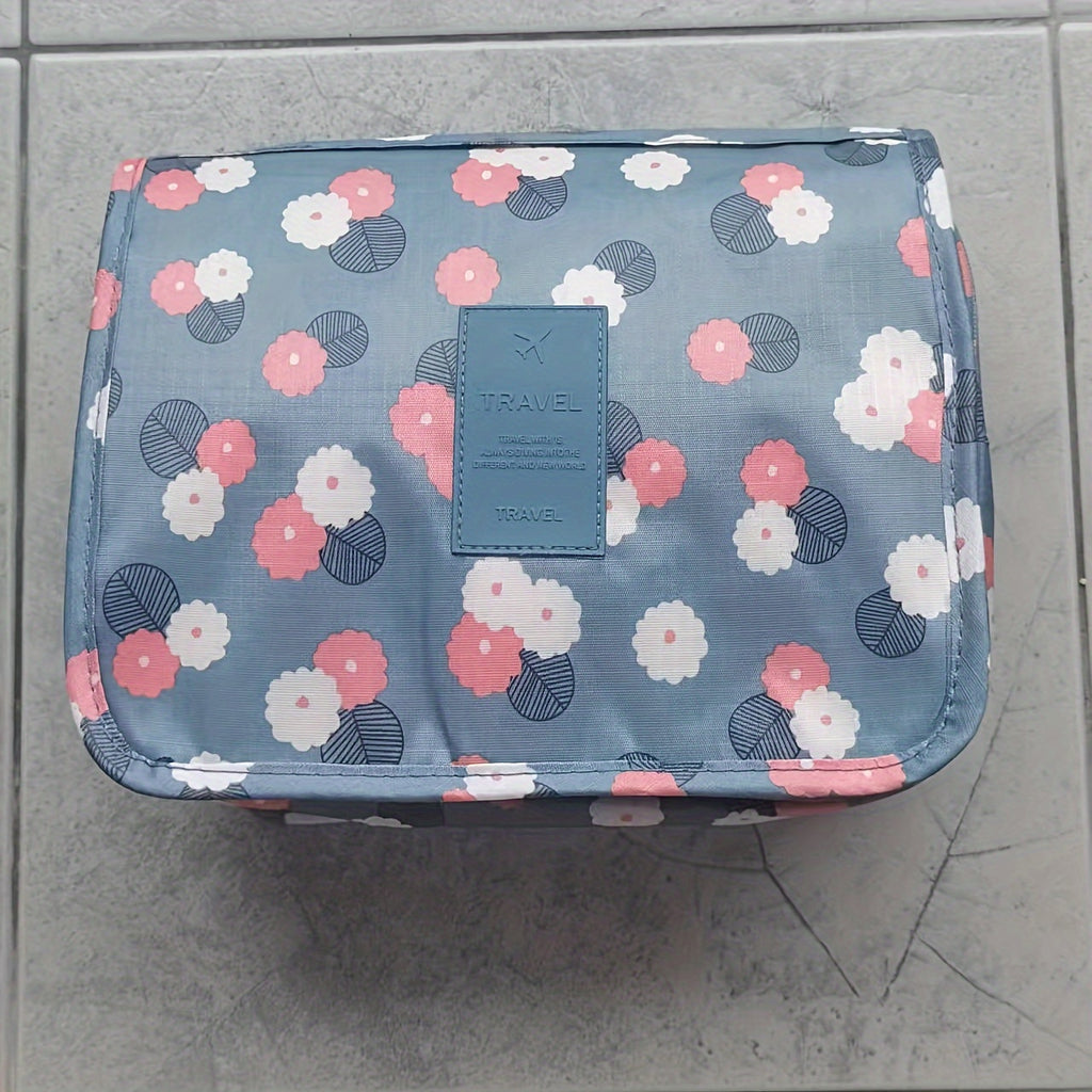 Large Capacity Travel Toiletry Bag with Hanging Hook - Durable Oxford Fabric, Multi-Compartment Organizer for Cosmetics, Makeup, and Toiletries - Ideal for Vacation and Daily Use, Makeup Travel Bag