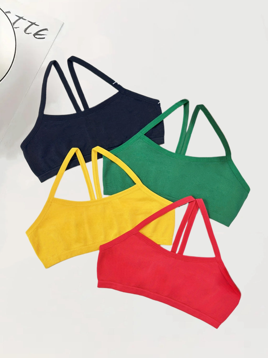 Holiday Style 4pcs Girls Training Bras Stretchy Sports Bralette Sleeveless Crops Tank Tops Underwears For 6-14 Years Old Kids