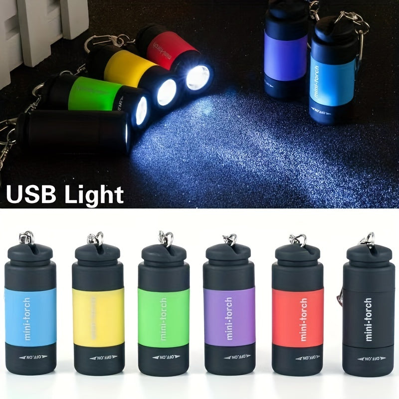 USB Rechargeable Portable Flashlight Keychain Mini Torch Camping Ultra Bright Lamp Outdoor Supplies,  Travel Flashlight, Mini Lantern, Compact Design, Hikers, Outdoor Enthusiasts