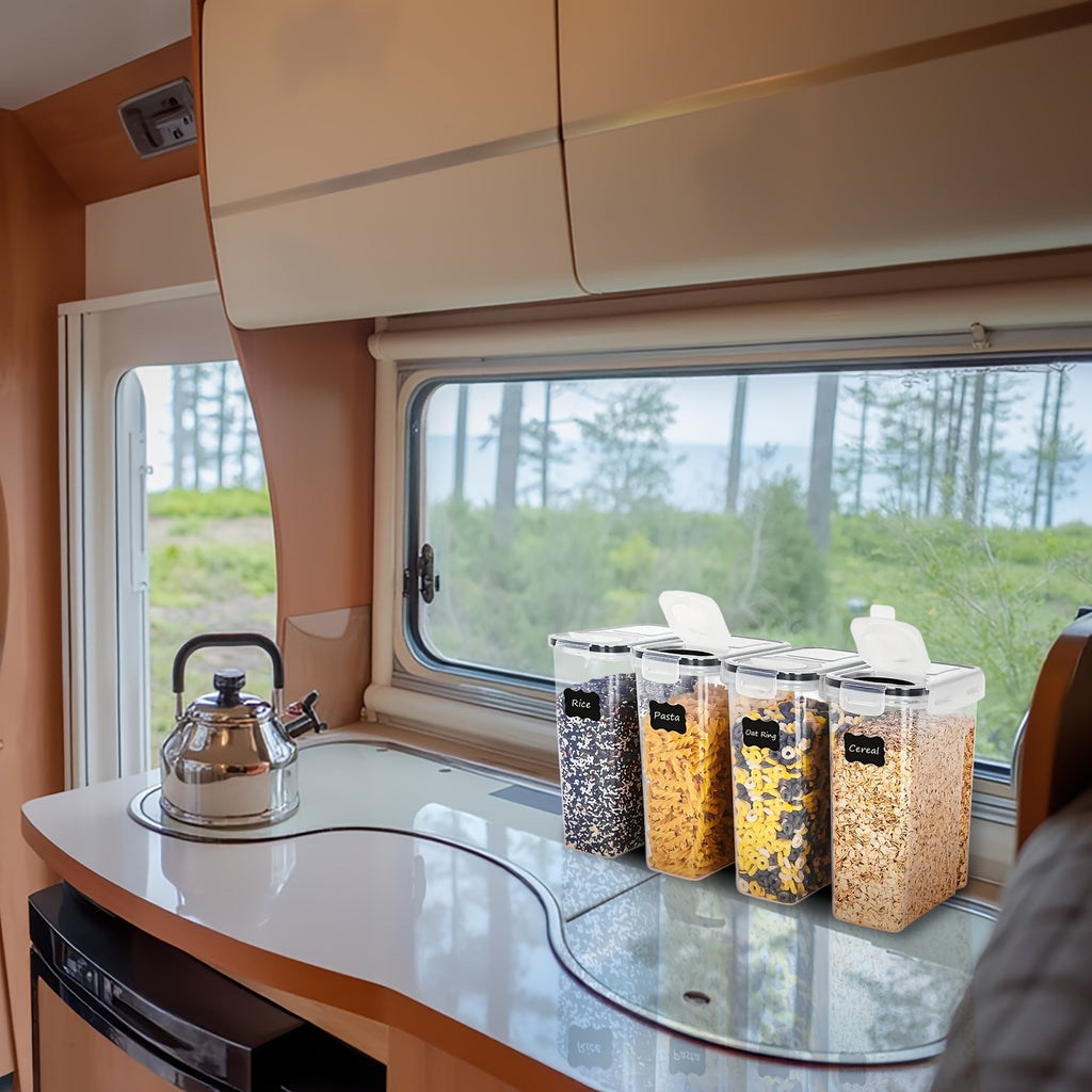 Set of 2/4 Cereal Storage Containers, Made from Bpa-Free Plastic, Designed to Be Airtight for Storing Food. Each Container Holds 2.5 Liters (88 Ounces) And Is Suitable for Cereals, Snacks, And Sugar. This 4pcs Set Includes Ce