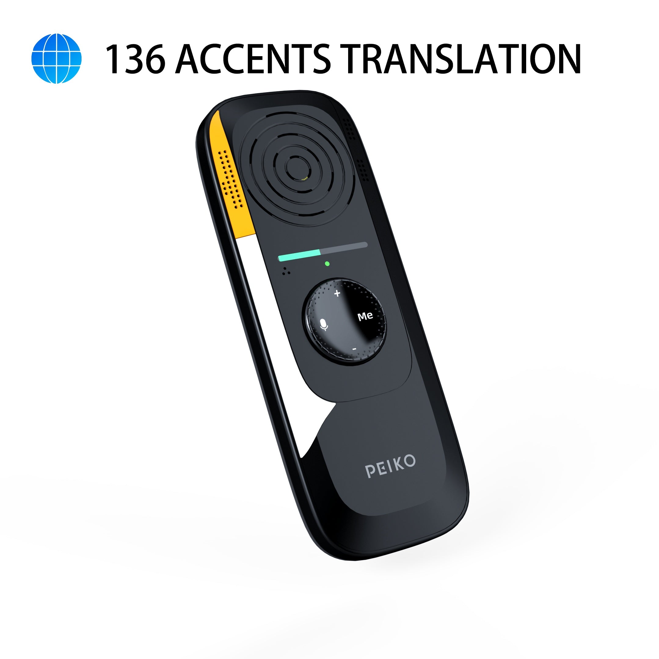 PEIKO Portable Two-Way Language Translator Device with Headphones - Instant Online Voice Translation, 75 Languages, High Accuracy, Type-C Charging, Compact Design for Travel, Business, Learning, Travel Translation Tool, Sleek