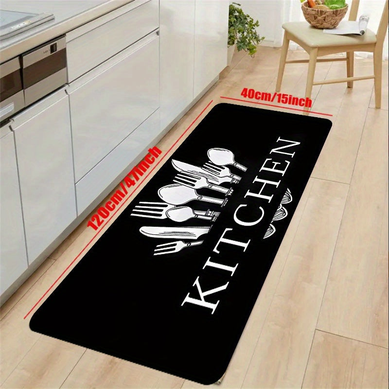 Black Tableware Mat - 1 Piece Kitchen, Bathroom, Living Room, Bedroom, and Entrance Common Carpet