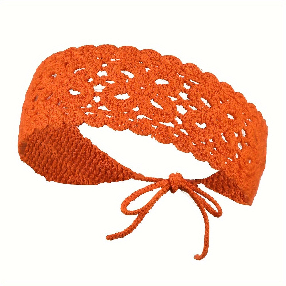 Women Crochet Headbands Boho Knitted Floral Elastic Hairband Vintage Head Wrap Hair Accessories