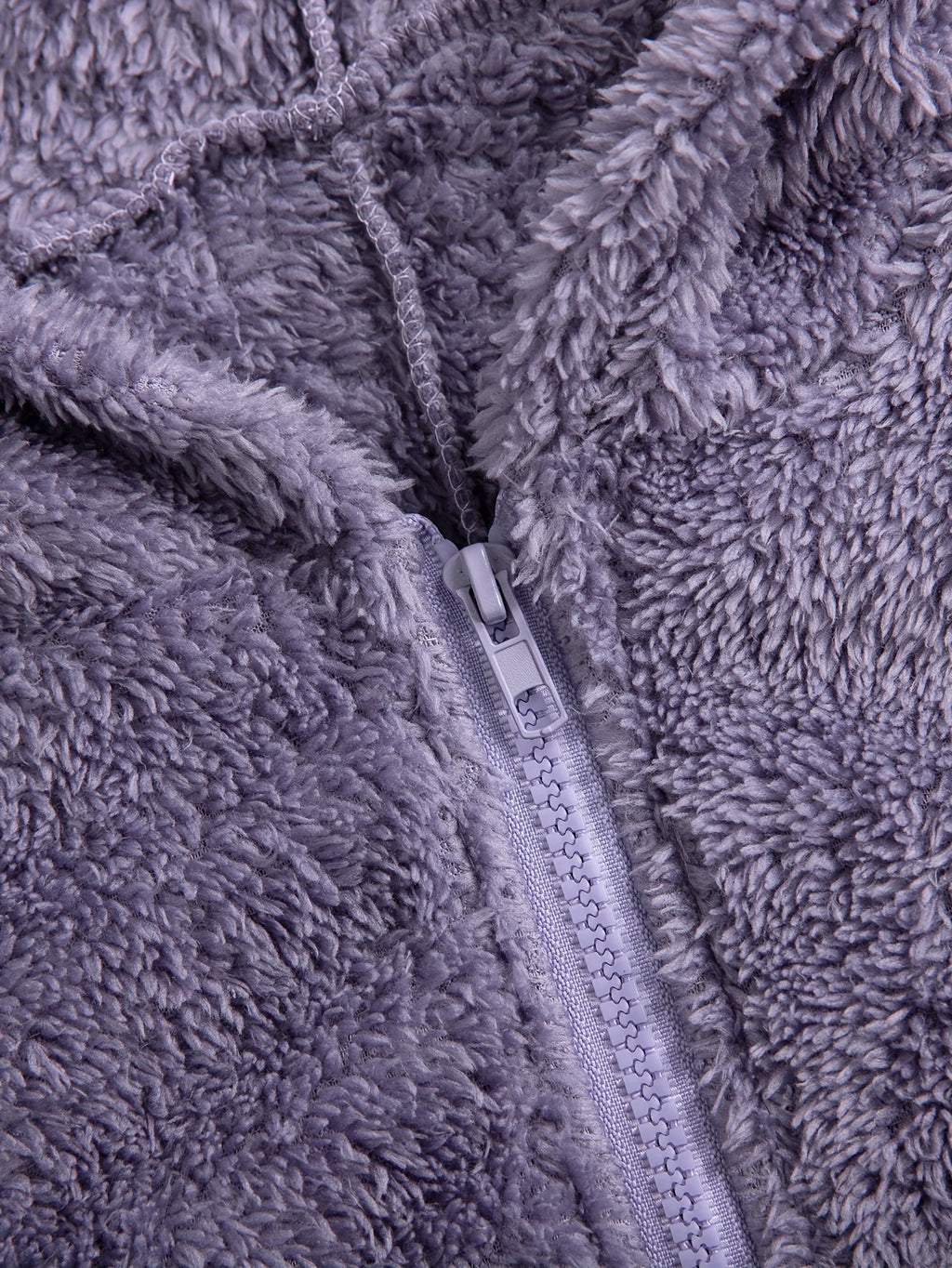 Fuzzy Hooded Pajama Jumpsuit For Music Festival, Comfy & Cute Long Sleeve Zipper Pajamas, Women's Lingerie & Sleepwear