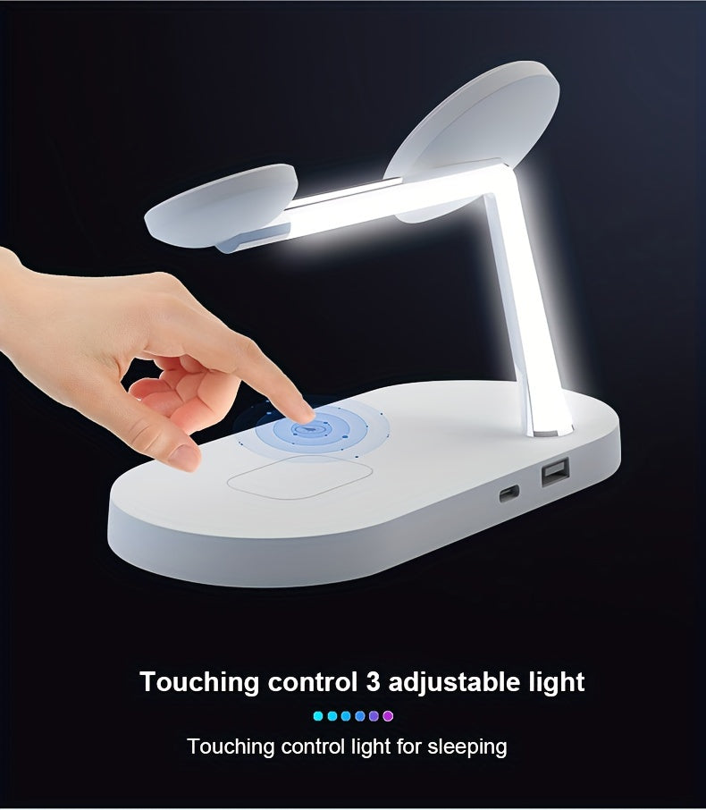 Magnetic 5 In 1 Wireless Charger Stand 3 Devices At The Same Time, 15W Qi Fast Charging Dock Station Holder 3 Adjustable Light Compatible With IPhone 14/13/12 Pro Max Mini, IWatch SE/6/5/4/3/2, AirPods 3/2/Pro