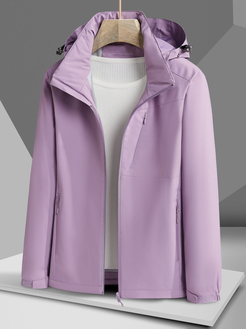 Women's Autumn and Winter Outdoor Sports Casual Warm Fleece Lined Windproof Stand Collar Jacket