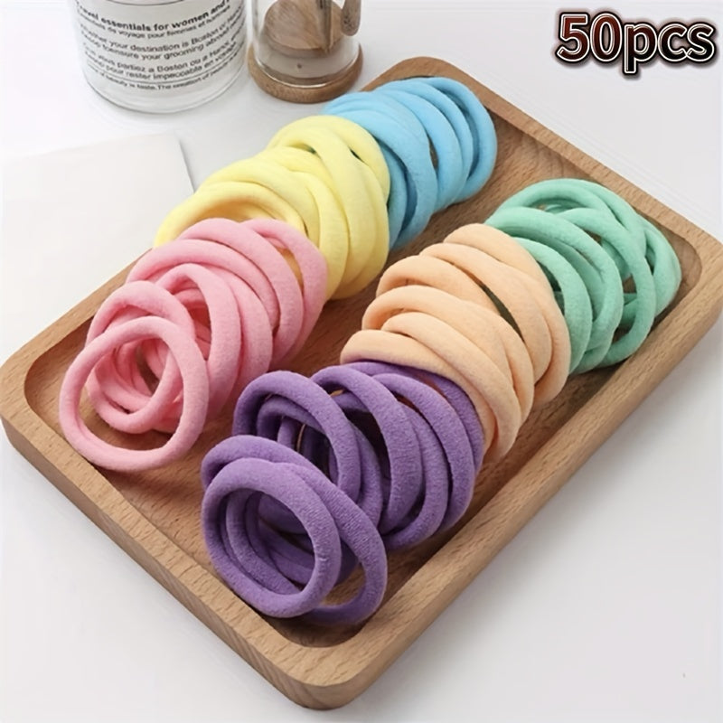 50pcs/100pcs High Elastic Hair Ring French Style Thick Women's Hair Rope Graduation Gift