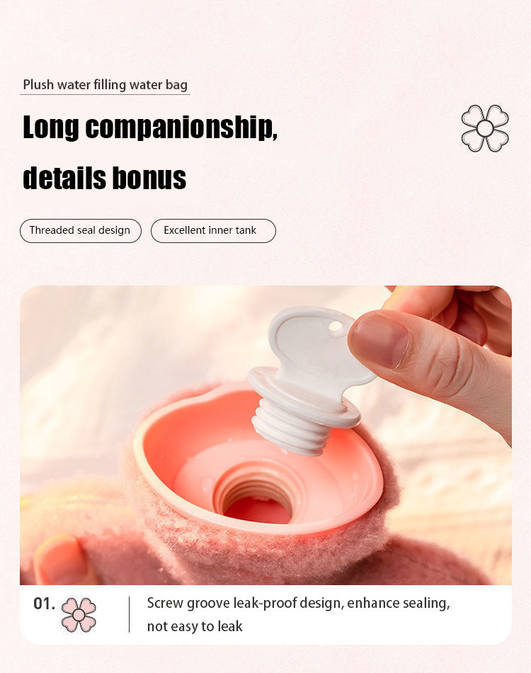 Warmshare 1.0 Liter Hot Water Bottle with Soft Green Cover - PVC, High Quality, Portable Hand and Feet Warmer for Bed Comfort, Bed Warmer | Plush Cover | Snuggleable Texture