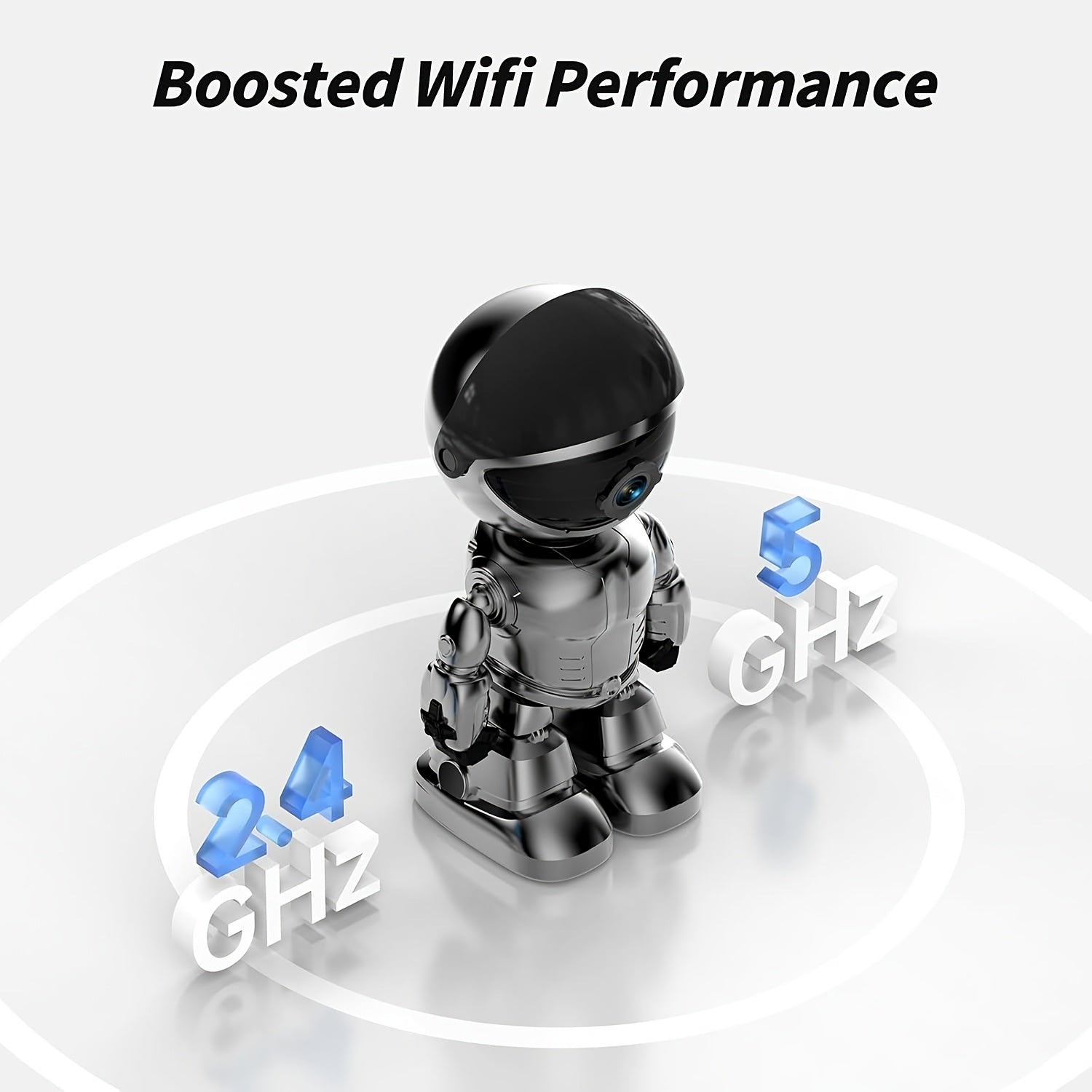 3MP HD Smart Robot Security Camera with 360° Night Vision, Two-Way Audio, Motion Detection & Wi-Fi - Indoor/Outdoor Wireless Pet & Home Surveillance System, 1296P HD Video, App-Controlled Robot Camera for Bedroom, Living Roo