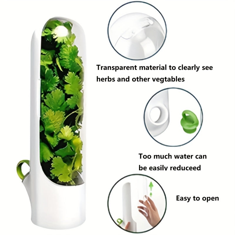 1/2pcs Vegetables Preservation Pod Herb Preservation Vegetables Fresh Coriander Container Suitable For Refrigerator, Keep Bottle Herb Preservation, For Mint Refrigerator Storage, Keep Green And Fresh For 2-3 Weeks Refrigerato