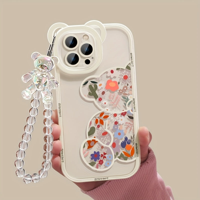 Transparent Phone Case with 3D Bear Ear Flower Design, Compatible with Iphone Models 13, 11, 14 Pro Max, 12, XR, X, XS, And 7, Offering Soft