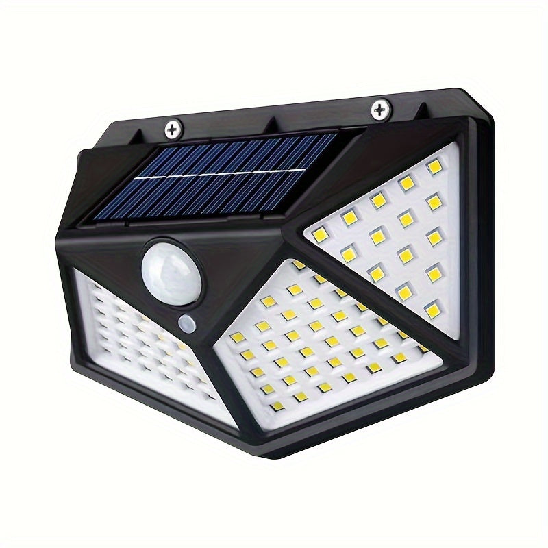 New 100LED wall sensor light, intelligent light sensor, solar charging, brightness automatic adjustment, outdoor solar sensor light, four side luminous human sensor wall light