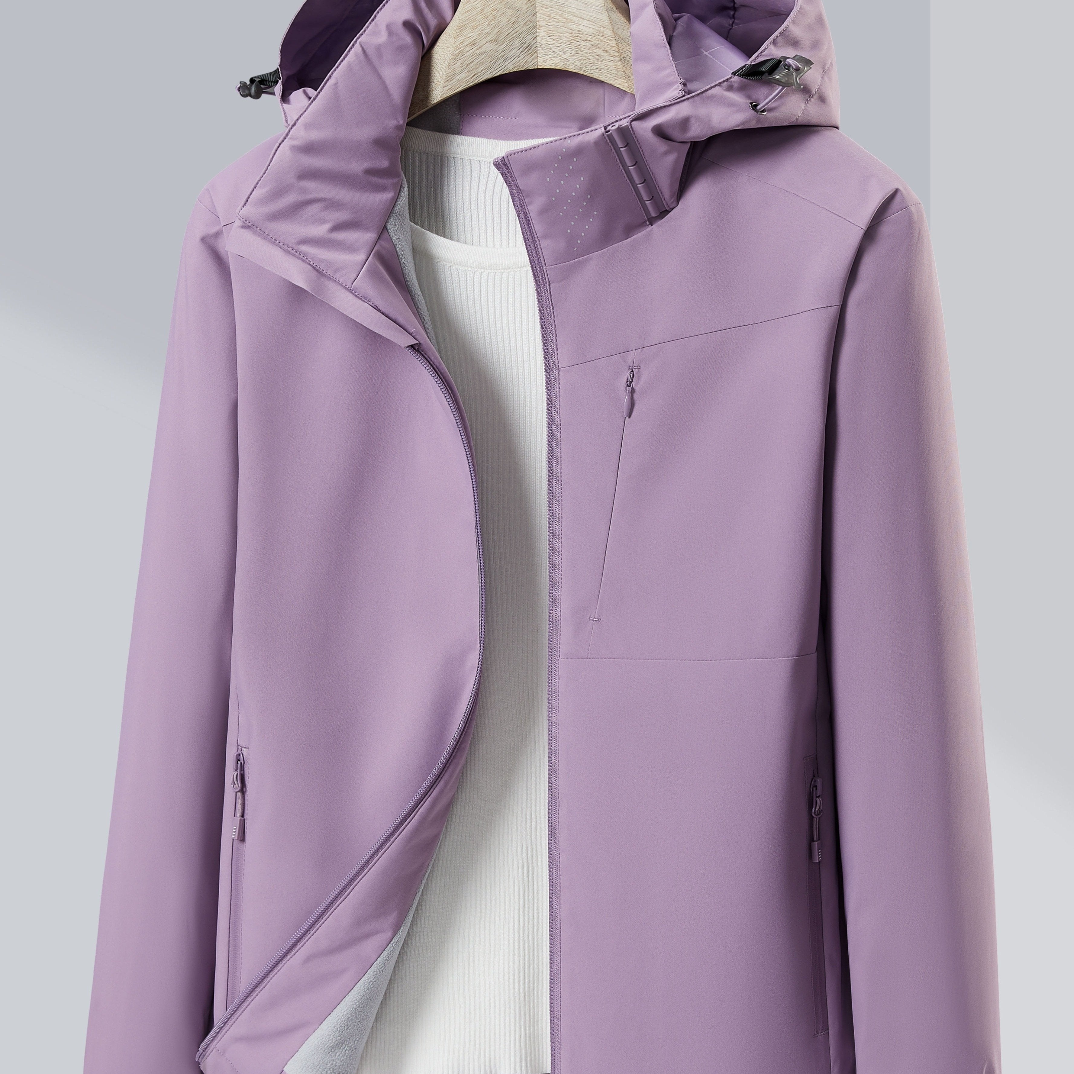 Women's Autumn and Winter Outdoor Sports Casual Warm Fleece Lined Windproof Stand Collar Jacket