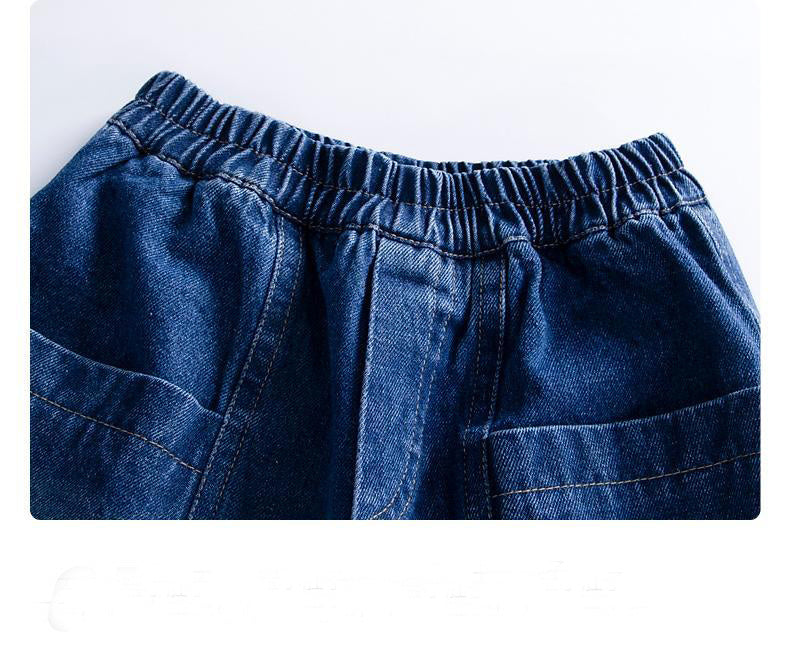 Boys' Light Wash Distressed Faux Denim - Loose Fit Casual Pants with Belt Loops & Button Closure, Machine Washable, Non-Stretch Fabric, Spring/Fall Wardrobe Essential for School, Jeans for Boys