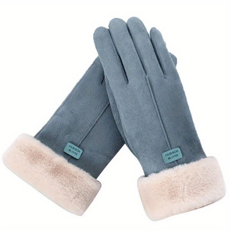 [Women's Winter Gloves] Cozy Touchscreen-Compatible Winter Gloves for Women - Plush, Thickened Five-Finger Design for Warmth and Comfort During Outdoor Activities, Students, Riding