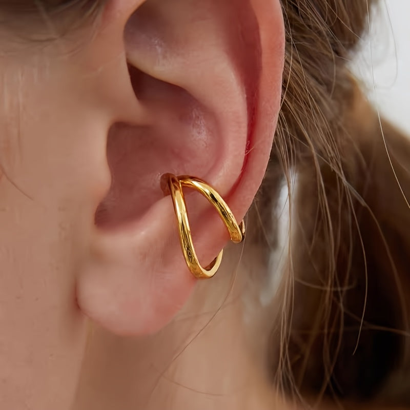 Simple Round Wrap Earrings Ear Clip Double C Cartilage U-Shape Earless No Pierce Earring