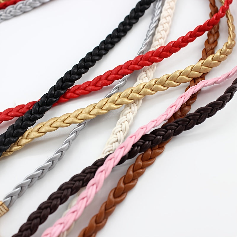 Braided Thin Belt Women's Decor Waist Rope Women's Sweet Dress Tie Waist Chain Skirt With Pearl Waist Accessories