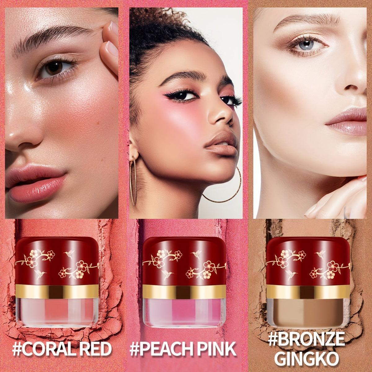 ROUSE Blusher Powder Natural Cheek Rouge Face Powder Nude Makeup Brightening Complexion Repair Moisturizing Nourishing